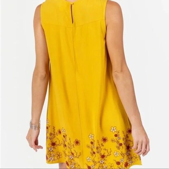 Blue Rain Anthropologie Golden Embroidered Dress Boho Hippie Size XXS - Picture 11 of 11